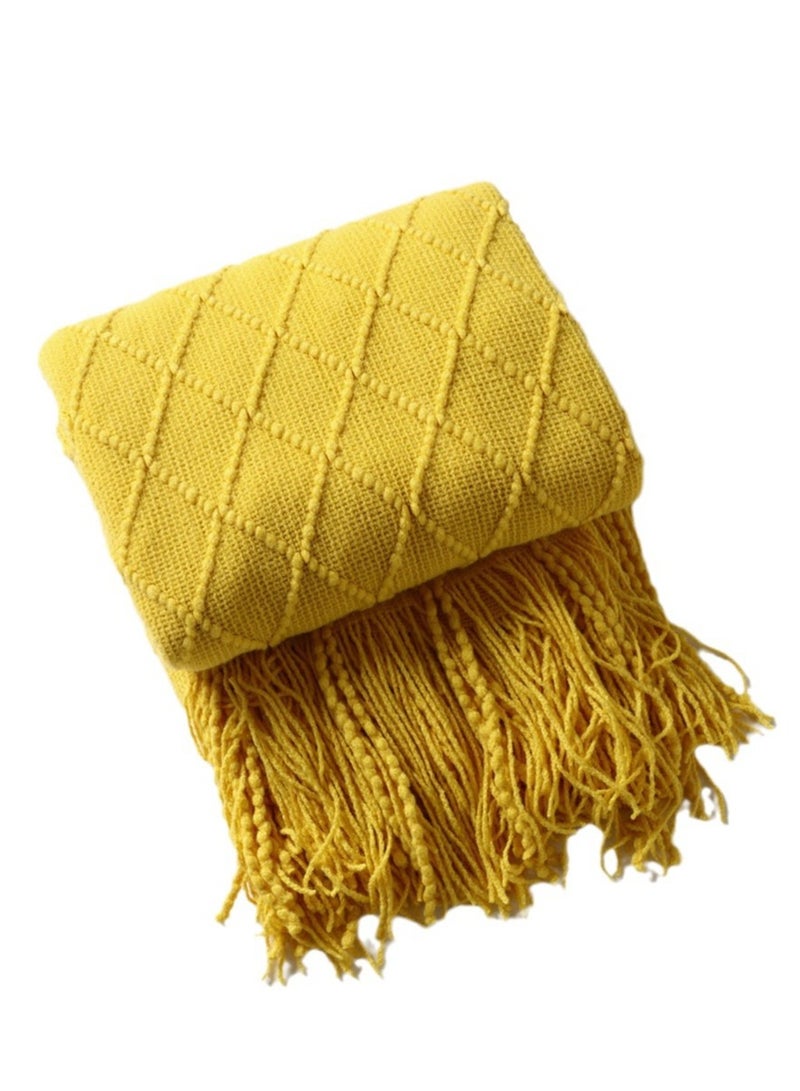 إسكدنيا شرابة تصميم محبوك بطانية لينة الحارة الزنجبيل الأصفر - Image 2
