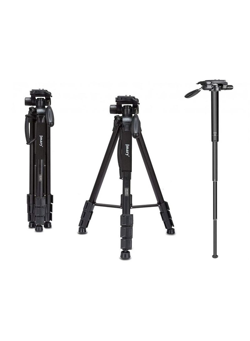 Jmary KP-2254 Professional Aluminum Tripod Monopod for All DSLR Cameras (Black) - Image 1