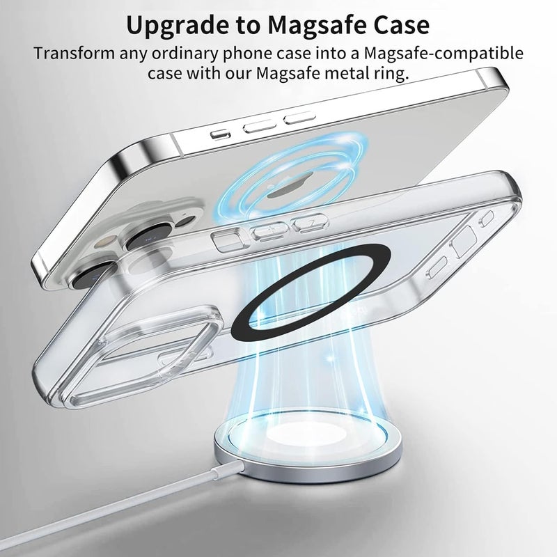 Redclip Universal Metal Ring Sticker, for MagSafe Ring Magnet Compatiable with MagSafe Wireless Charger/Car Holder for iPhone/Samsung/Android Phone Cases(Without Magnetic),Black (6) - Image 4