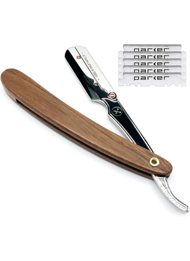 Parker'S Walnut Wood Handle Professional Barber Straight Razor & 5 Blades - pzsku/ZF1D36EB6E455AAC1A3EFZ/45/_/1725949140/8b299afe-b07f-43dc-9835-3b031893a79a