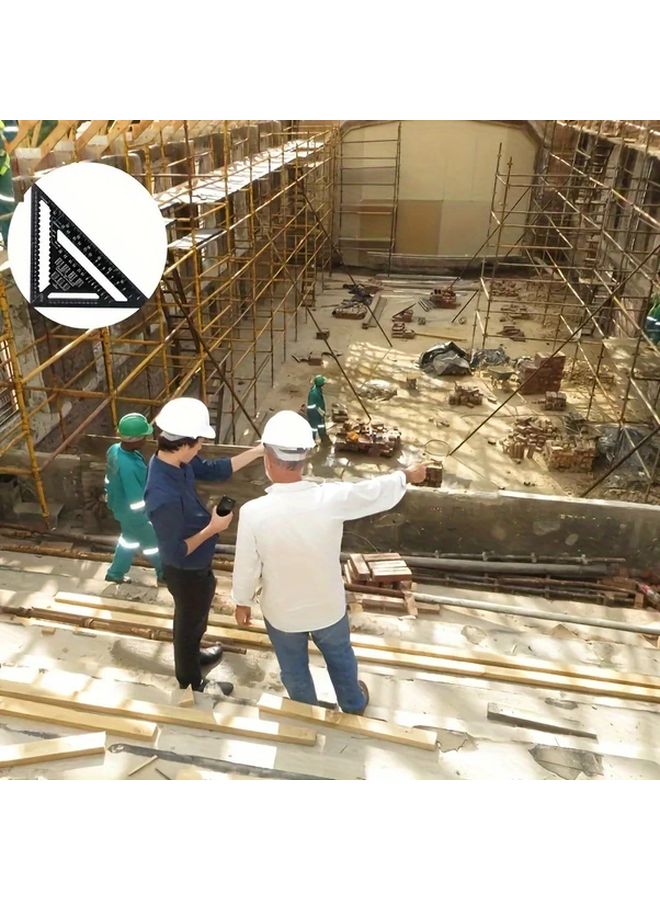 مجموعة مسطرة مثلثة ألمنيوم بدقة 12 بوصة أداة نجارة عالية الدقة - Image 4