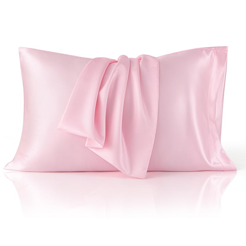 Bedsure King Size Satin Pillowcase Set of 2 - Pink Silky Pillow Cases for Hair and Skin with Envelope Closure, Similar to Silk Pillow Cases, Valentine Gifts for Women Girls, 20x36 Inches, 2pcs - Image 1