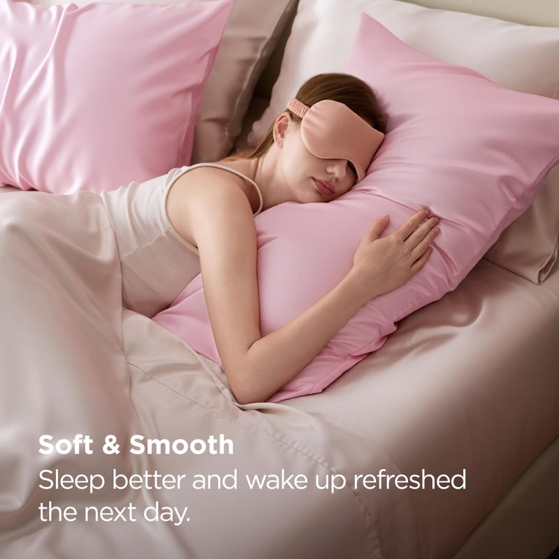 Bedsure King Size Satin Pillowcase Set of 2 - Pink Silky Pillow Cases for Hair and Skin with Envelope Closure, Similar to Silk Pillow Cases, Valentine Gifts for Women Girls, 20x36 Inches, 2pcs - Image 4