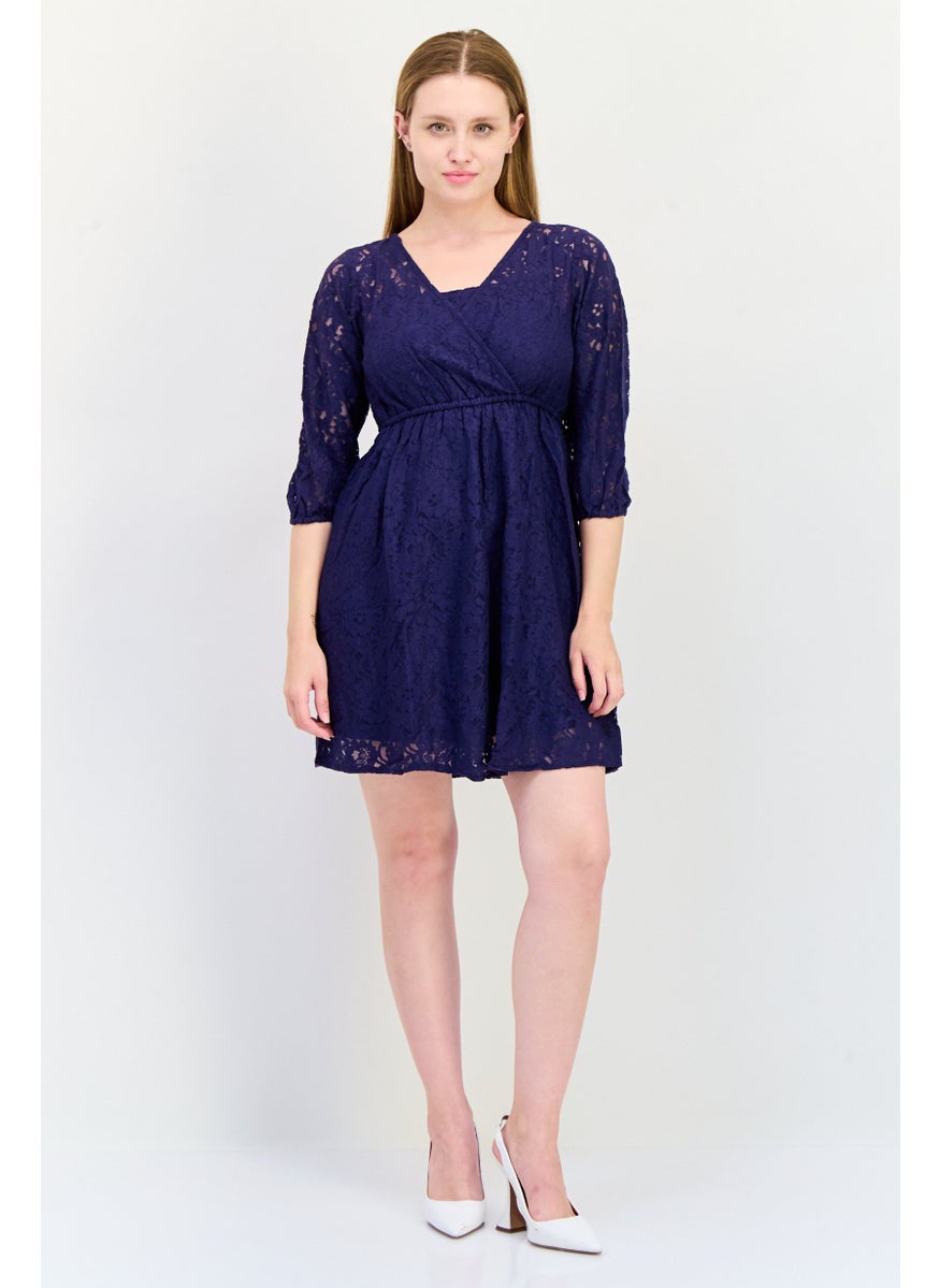 ONLY Women Eyelet Mini Dress, Navy  - Image 2