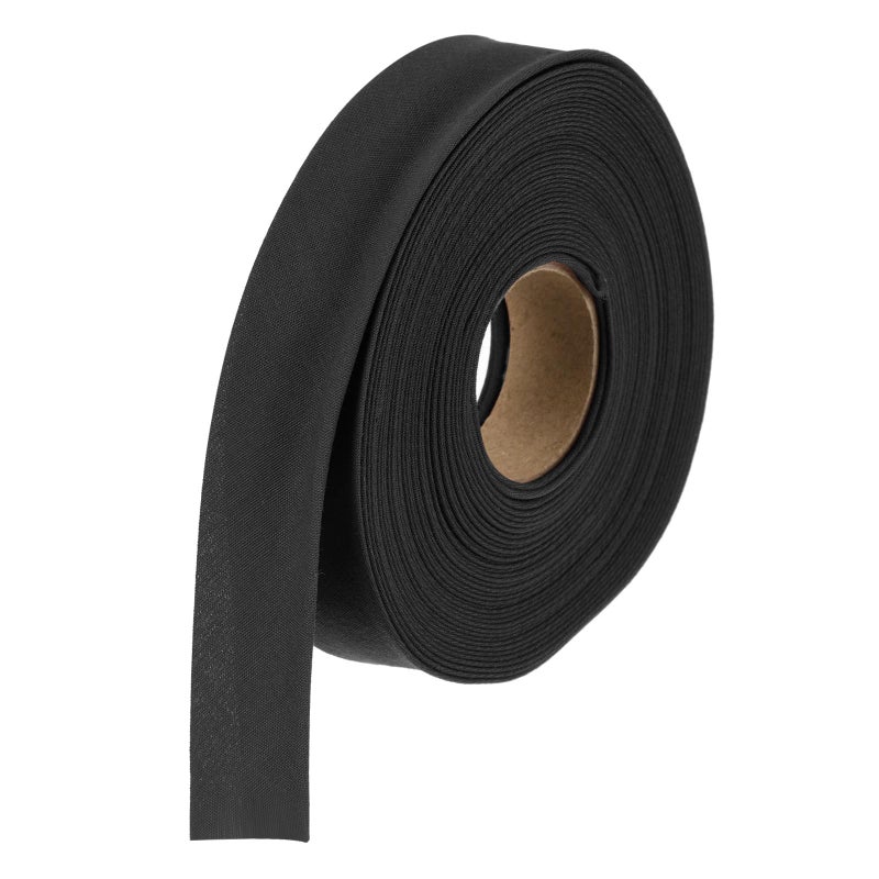 MECCANIXITY 1 Inch Double Fold Bias Tape Polyester Continuous Bulk Bias Tape for Sewing,Seaming Quilting Hemming Binding Crafts (Black 10 Yards) - Image 1