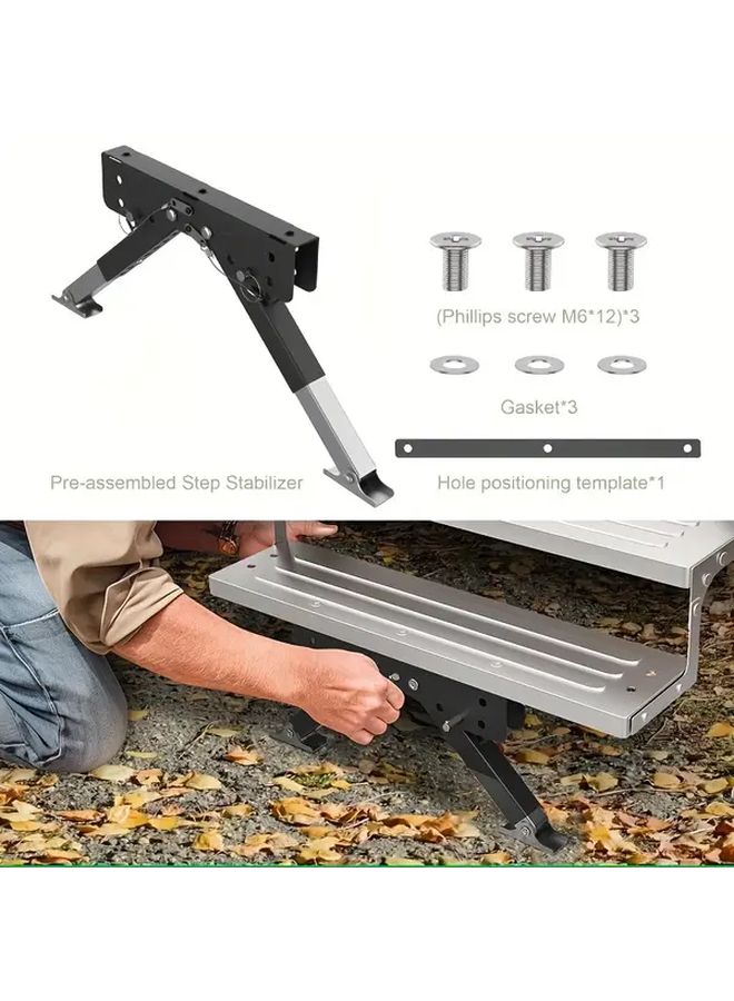 Heavy Duty Steel RV Step Stabilizer Kit for Travel Trailers 5th Wheels Motorhomes - Image 4
