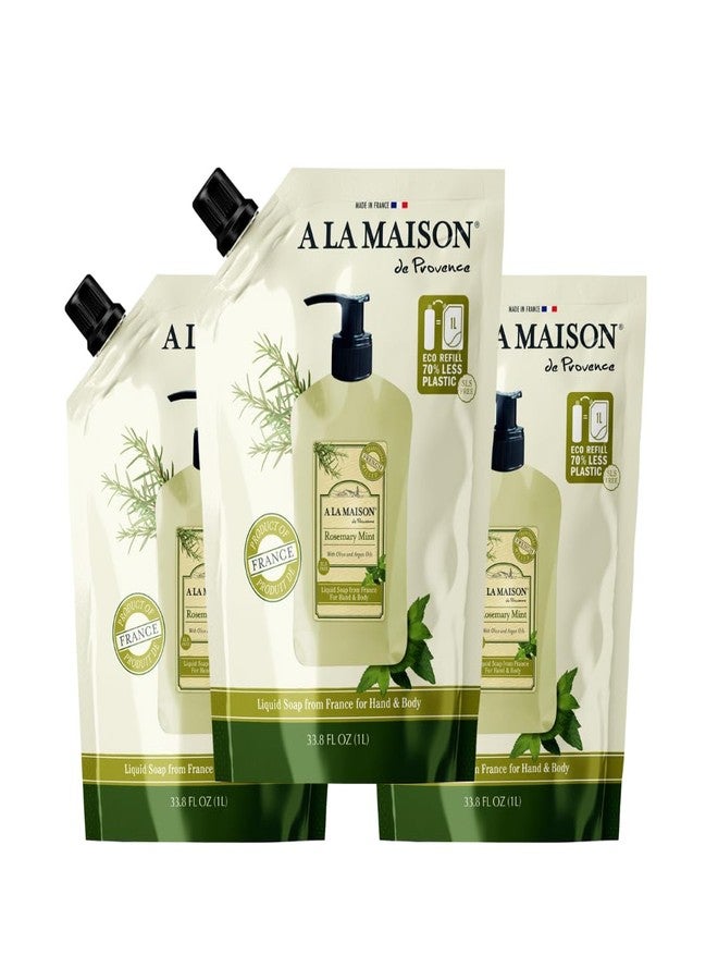 A LA MAISON Rosemary Mint Hand Soap Refill Pouches, 33.8 Fl Oz, 3 Pack - Image 1