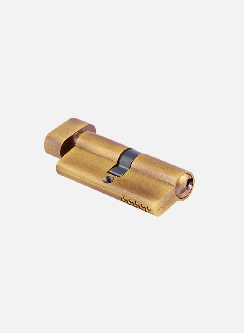 CINCINNO 70mm Full Brass Premium Euro Cylinder Lock – One Side Key/Knob, 5-Year Warranty, Anti-Rust, Silent Lock – Ideal for Doors, Cabinets – (Brushed Red Brass) 