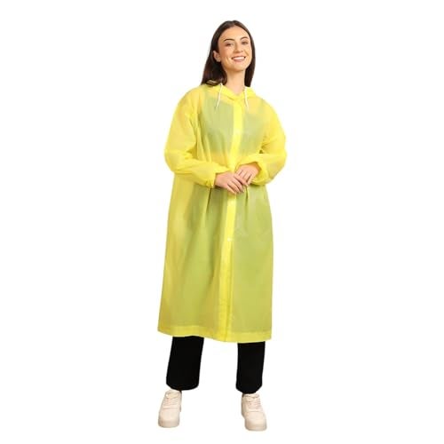 Citizen Eco-Friendly EVA Poncho Raincoat for Men & Women, Lightweight Waterproof Coat with Hood, Adjustable Drawstring, Button Closure Reusable & Durable Outdoor Rainwear-Yellow - Image 1