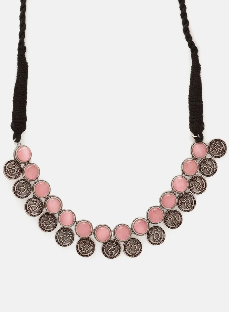 Priyaasi Brass Quartz Stone Studded Oxidised Necklace