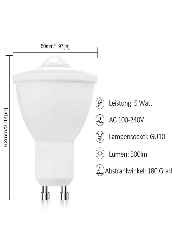 LED Motion Sensor Light Bulbs, GU10 PIR Detection Spotlight 5W Cool White 6000K 500Lm Auto On/Off LED Security Light Bulb for Stairs, Garage, Corridor, Walkway, Yard, Hallway  - Image 5