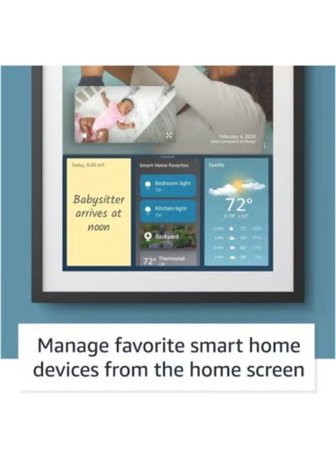 Amazon Ev Show 15-inch HD touchscreen display with AI voice assistant, Wi-Fi and Bluetooth connectivity, built-in microphone, dual 1.6-inch full-range speakers, 5MP camera, wall mount, latest version - Black - Image 5