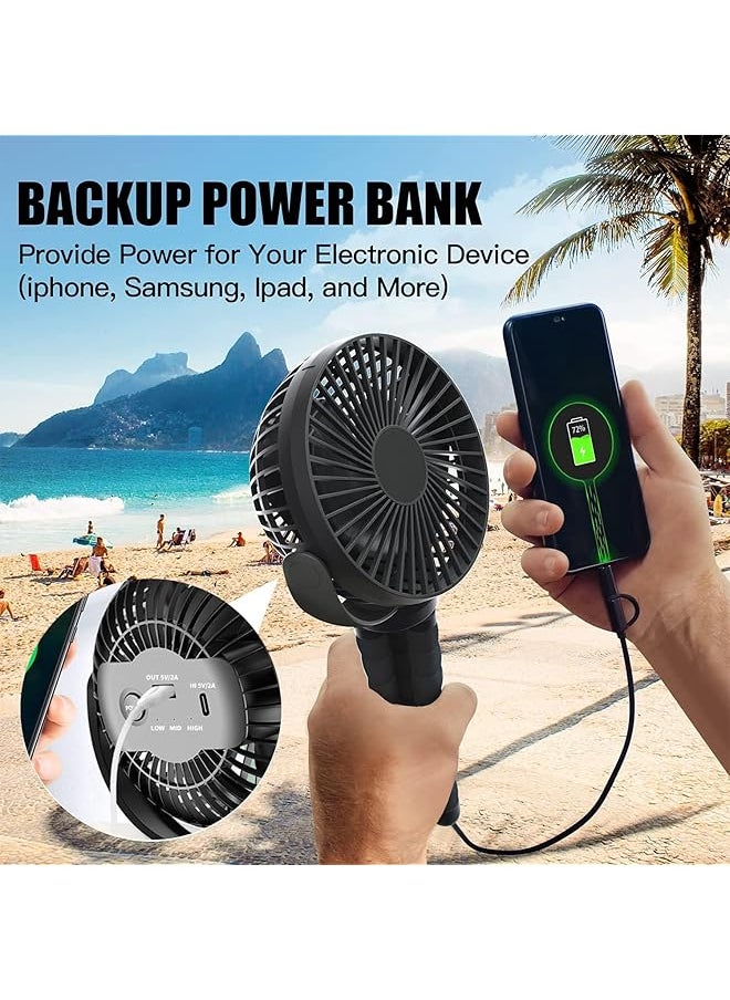 جويز مروحة عربة الأطفال 5200 مللي أمبير في الساعة تعمل بالبطارية قابلة لإعادة الشحن عبر USB مع حامل ثلاثي مرن فائق الهدوء 3 سرعات تدور 360 درجة لعربة الأطفال ومقعد السيارة وسرير الشاطئ والتخييم  - Image 3