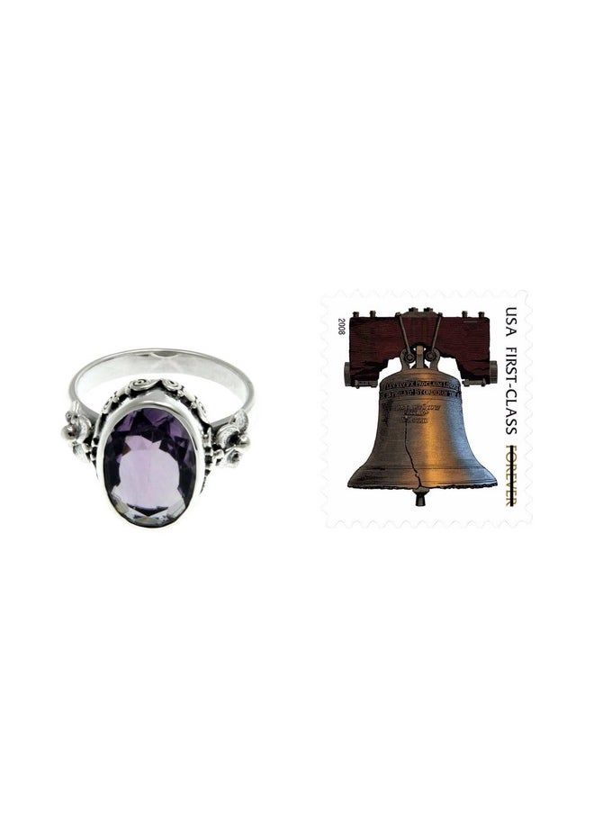 NOVICA Artisan Handcrafted 950 Sterling Silver Amethyst Solitaire Ring Floral Purple Single Stone Indonesia Mauve Mist Birthstone 'Frangipani Allure'  - Image 4