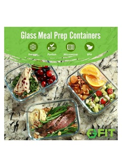 Mash MASH 1 & 2 & 3 Compartment Glass Meal Prep Containers [3, 35 oz] - Glass Lunch Containers, Food Storage Containers with Lids, Food Prep Containers, Glass Bento Box for Kids & Adults, Bento Lunch Box  - Image 2