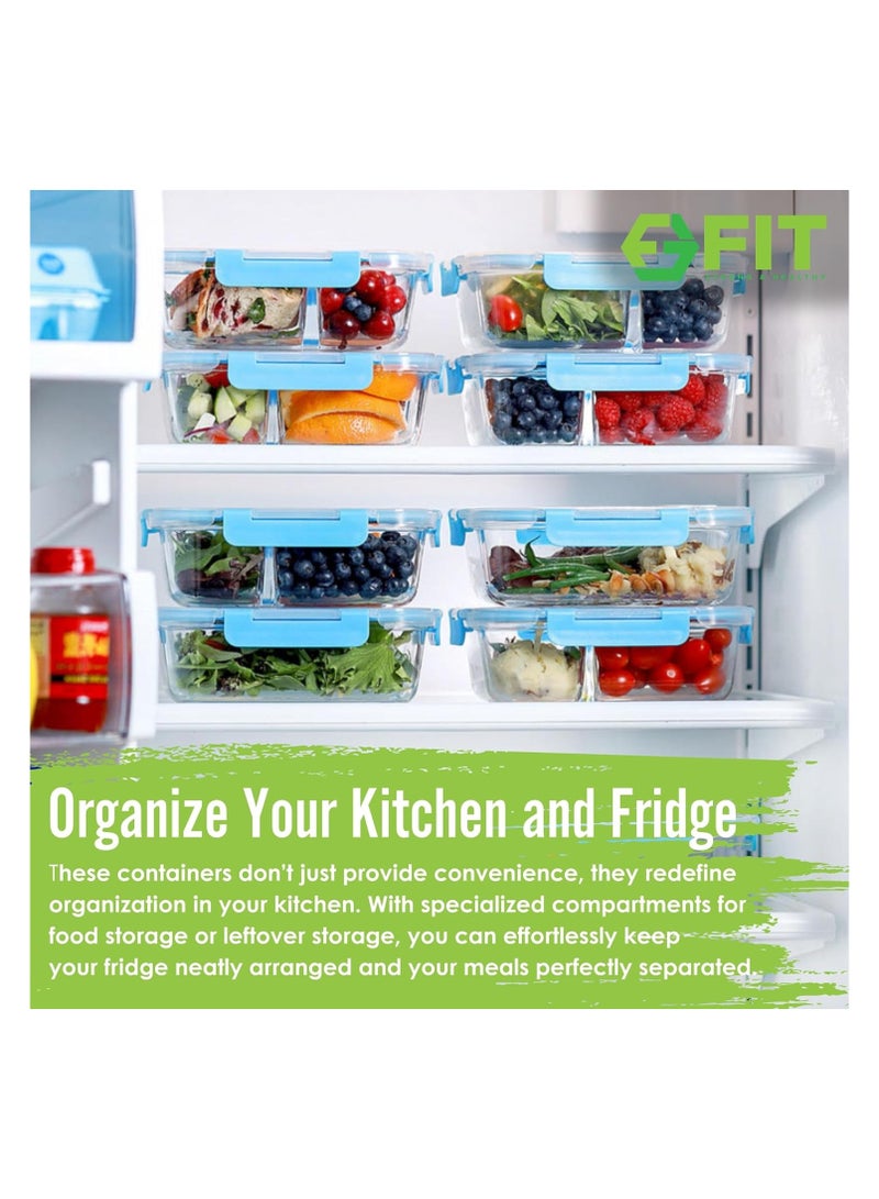 MASH 1 & 2 & 3 Compartment Glass Meal Prep Containers [3, 35 oz] - Glass Lunch Containers, Food Storage Containers with Lids, Food Prep Containers, Glass Bento Box for Kids & Adults, Bento Lunch Box - Image 3