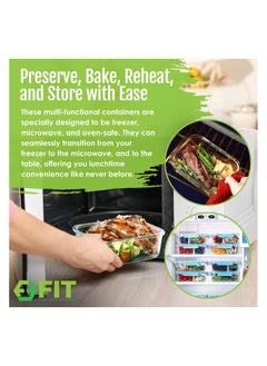 Mash MASH 1 & 2 & 3 Compartment Glass Meal Prep Containers [3, 35 oz] - Glass Lunch Containers, Food Storage Containers with Lids, Food Prep Containers, Glass Bento Box for Kids & Adults, Bento Lunch Box  - Image 5