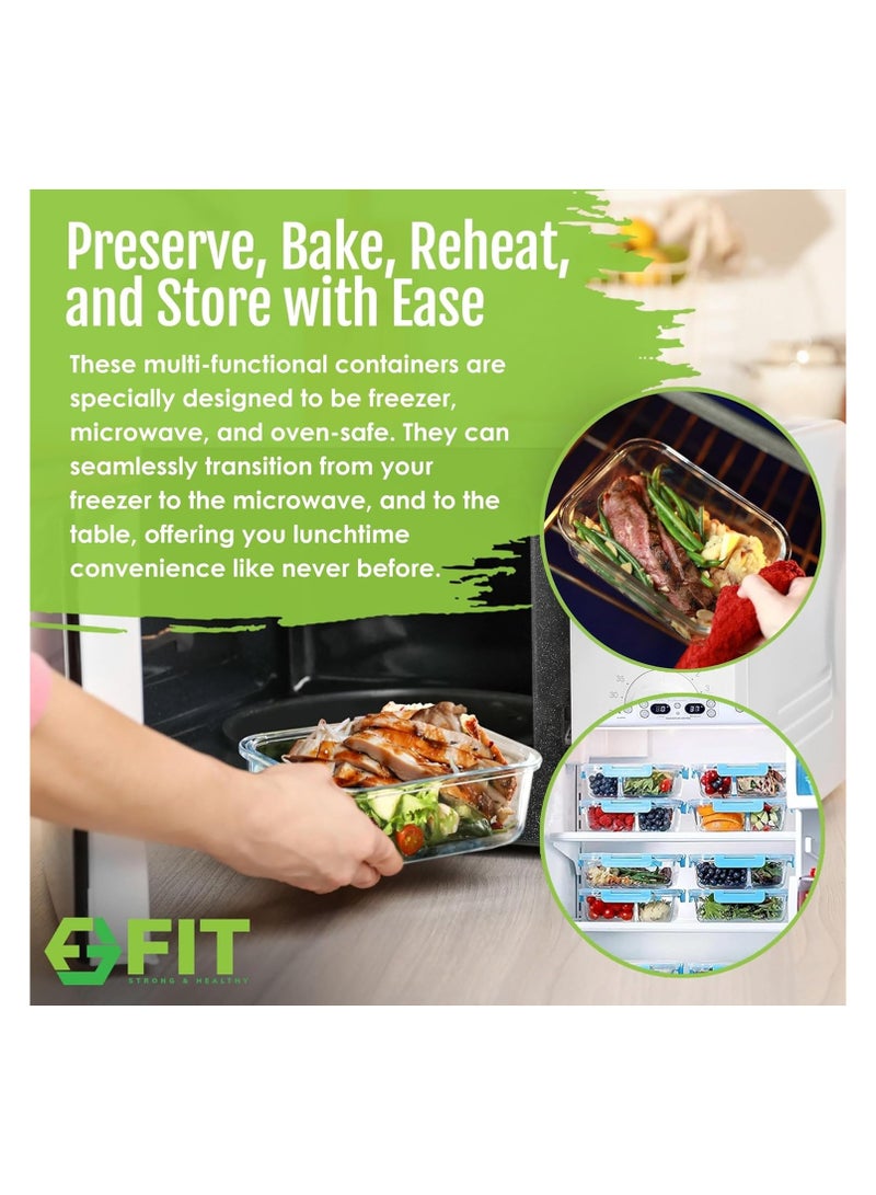 MASH 1 & 2 & 3 Compartment Glass Meal Prep Containers [3, 35 oz] - Glass Lunch Containers, Food Storage Containers with Lids, Food Prep Containers, Glass Bento Box for Kids & Adults, Bento Lunch Box - Image 5