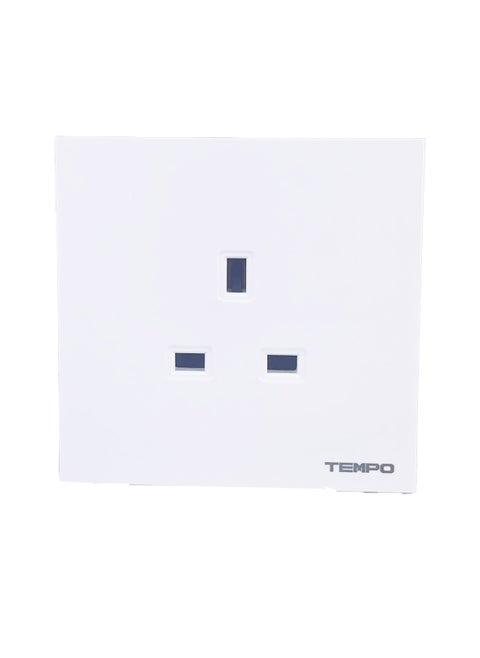 13A Socket without Switch white Slim Piano