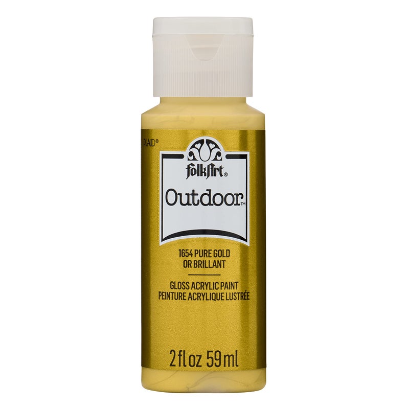 FolkArt Outdoor Acrylic Paint in Assorted Colors 2 Ounce 1654 Metallic Pure Gold