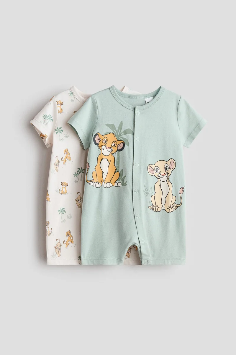 H&M 2-pack printed cotton sleepsuits