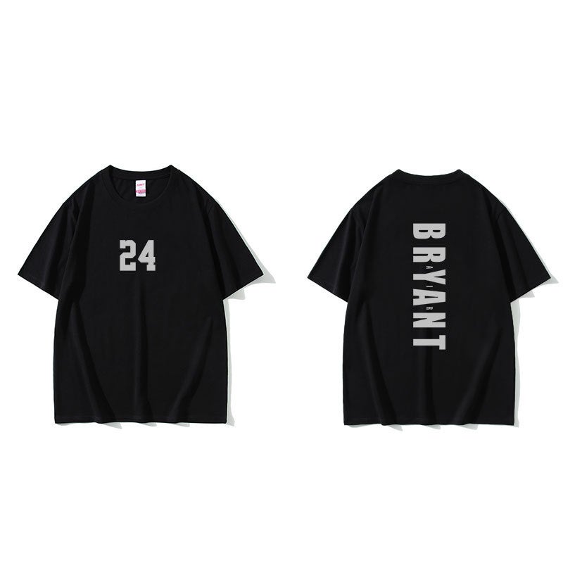 Generic Kobe Basketball Cotton T-Shirt Mens Athletic Quick-Dry Kobe No.24 Black Short Sleeve