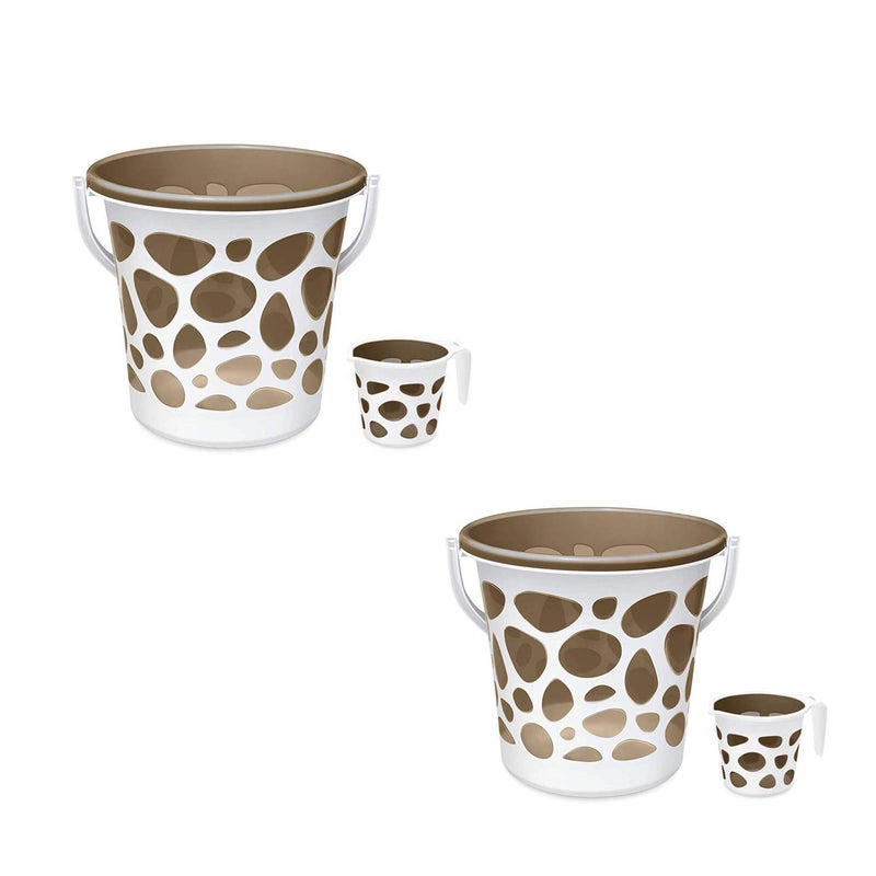 MILTON Plastic Duplex Bucket And Matching Mug Set Multicolour 18 L 2 buckets 2 mugs - Image 1