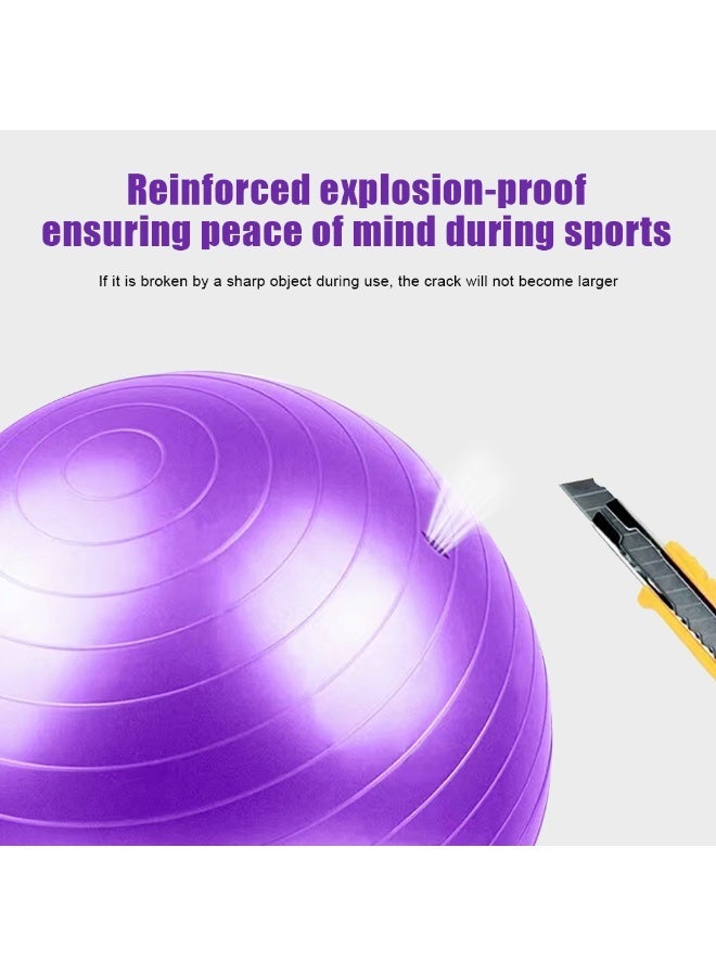 Purple Aerobics Balance Yoga Ball with Pump for Home Fitness Pilates Core Workout - Image 3