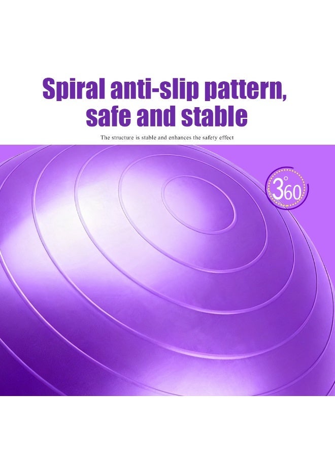 Purple Aerobics Balance Yoga Ball with Pump for Home Fitness Pilates Core Workout - Image 4