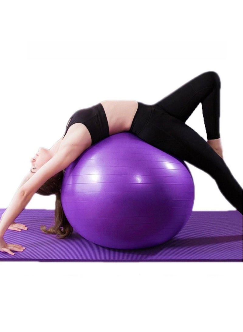 Purple Aerobics Balance Yoga Ball with Pump for Home Fitness Pilates Core Workout - Image 2