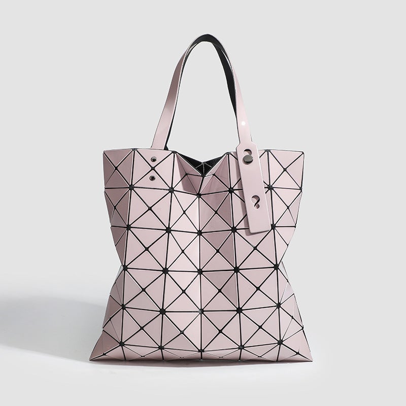 Fashionable Geometric Rhombic Six-Plaid Sequin Tote Bag All-Match Large Capacity Commuter Hand Shoulder Bag - Image 1