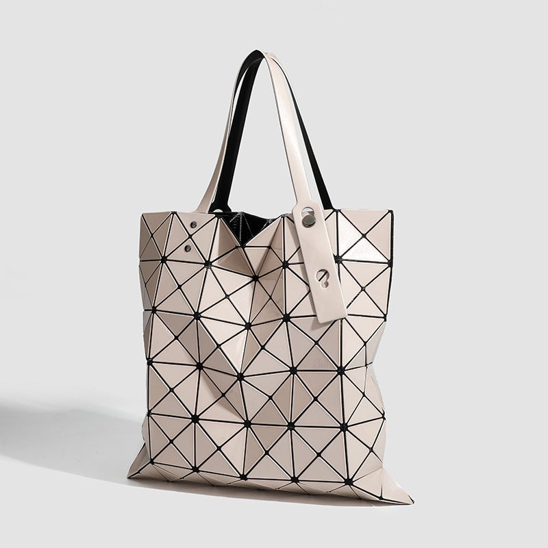 Fashionable Geometric Rhombic Six-Plaid Sequin Tote Bag All-Match Large Capacity Commuter Hand Shoulder Bag - Image 4