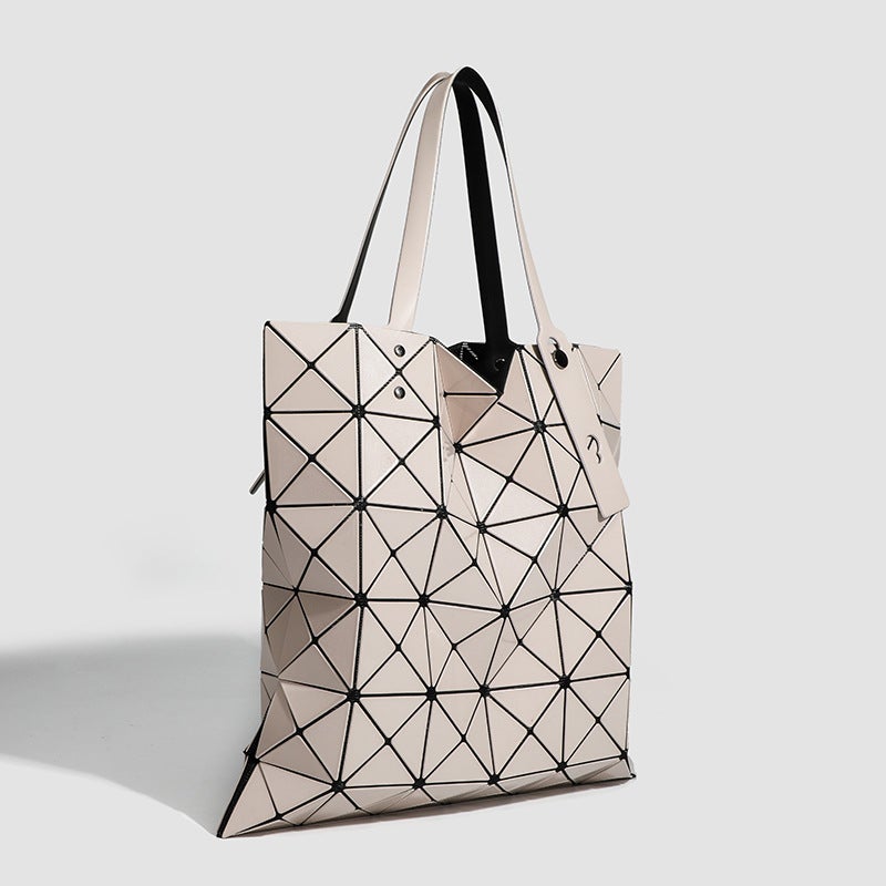 Fashionable Geometric Rhombic Six-Plaid Sequin Tote Bag All-Match Large Capacity Commuter Hand Shoulder Bag - Image 3
