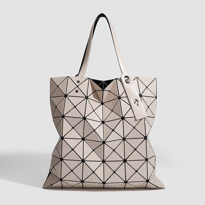Fashionable Geometric Rhombic Six-Plaid Sequin Tote Bag All-Match Large Capacity Commuter Hand Shoulder Bag - Image 2