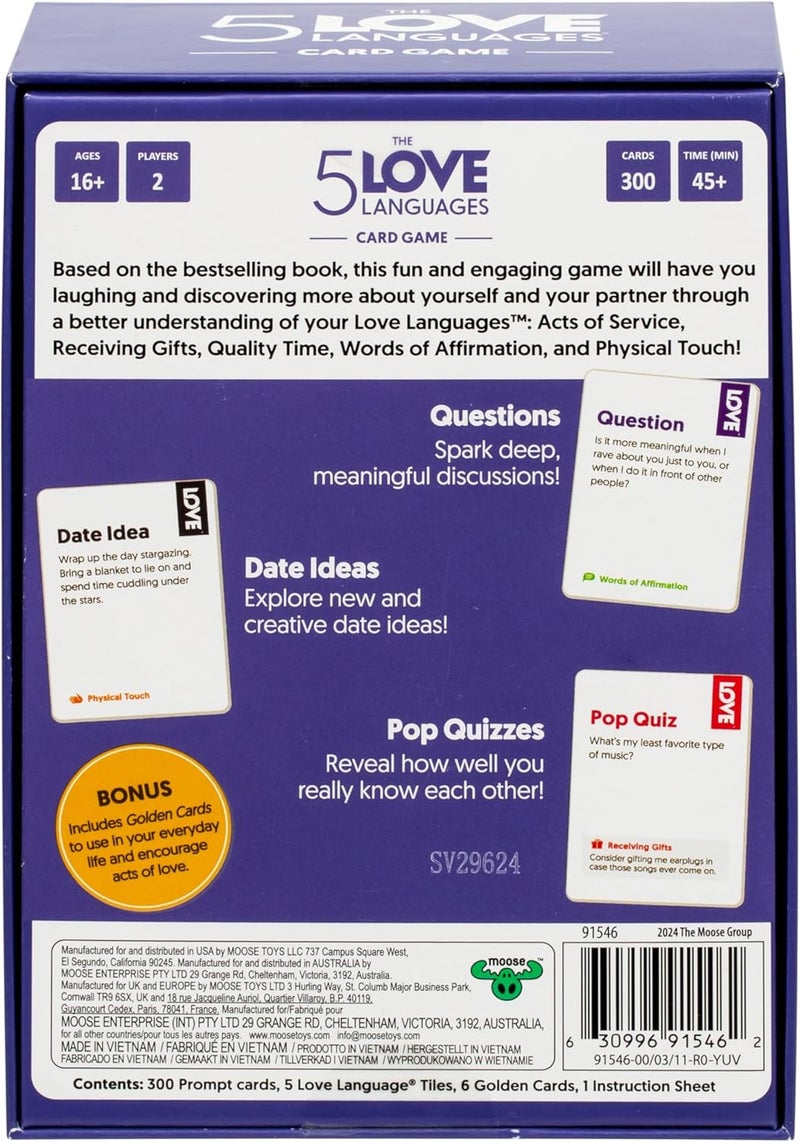 MOOSE The 5 Love Languages® Card Game, Discover More About Yourself & Your Partner, 300 Prompt Cards To Spark Deep, Meaningful Conversations, Create New Date Ideas And Fun Quiz Questions For 2 Players, 16+ - Image 5