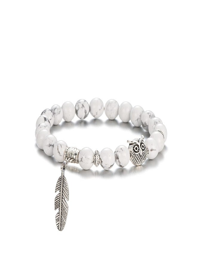 Softones 8mm Beads Owl Bracelets for Women Handmade Natural Stone Owl Gifts for Women Crystals Bracelet for Women Men Spiritual Energy Bracelet - Image 2