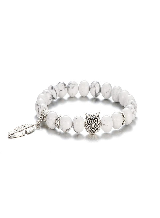 Softones 8mm Beads Owl Bracelets for Women Handmade Natural Stone Owl Gifts for Women Crystals Bracelet for Women Men Spiritual Energy Bracelet - Image 1