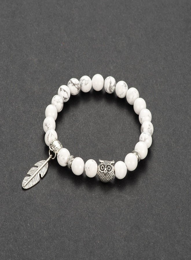Softones 8mm Beads Owl Bracelets for Women Handmade Natural Stone Owl Gifts for Women Crystals Bracelet for Women Men Spiritual Energy Bracelet - Image 4