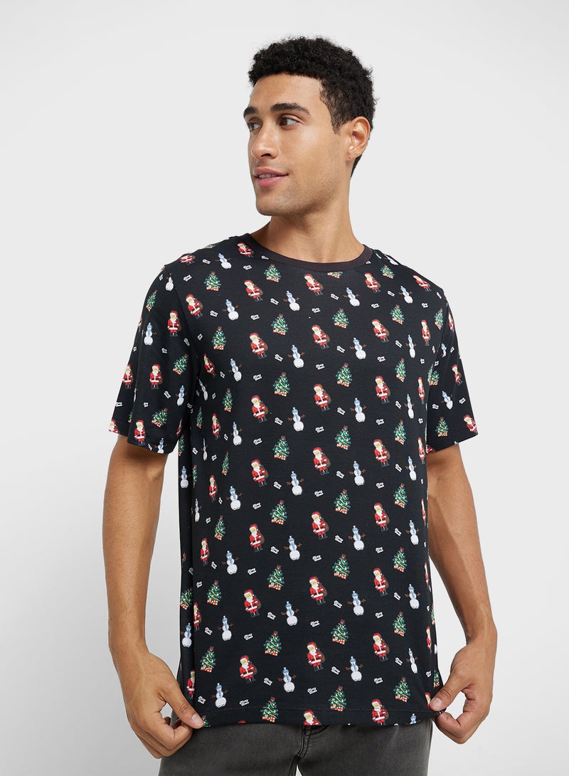 جاك اند جونز تيشيرت كرو نيك بطبعة عيد الميلاد - Image 1