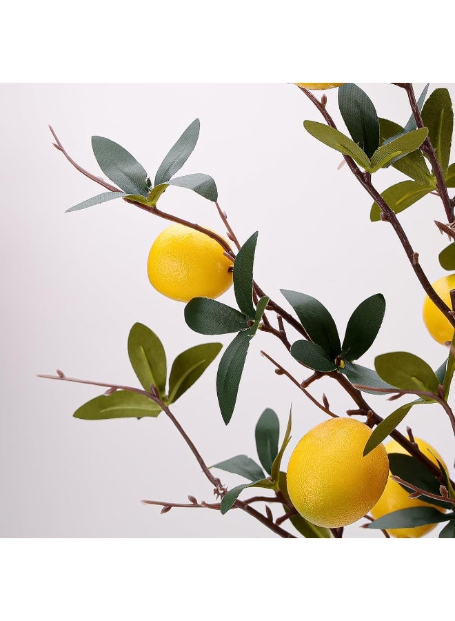 LATIFA  Yellow Lemon Lifelike Decoration Artificial Fake Plastic Branch Realistic Fruit Bouquet Display House Cabinet Table Model 3pcs - Image 3
