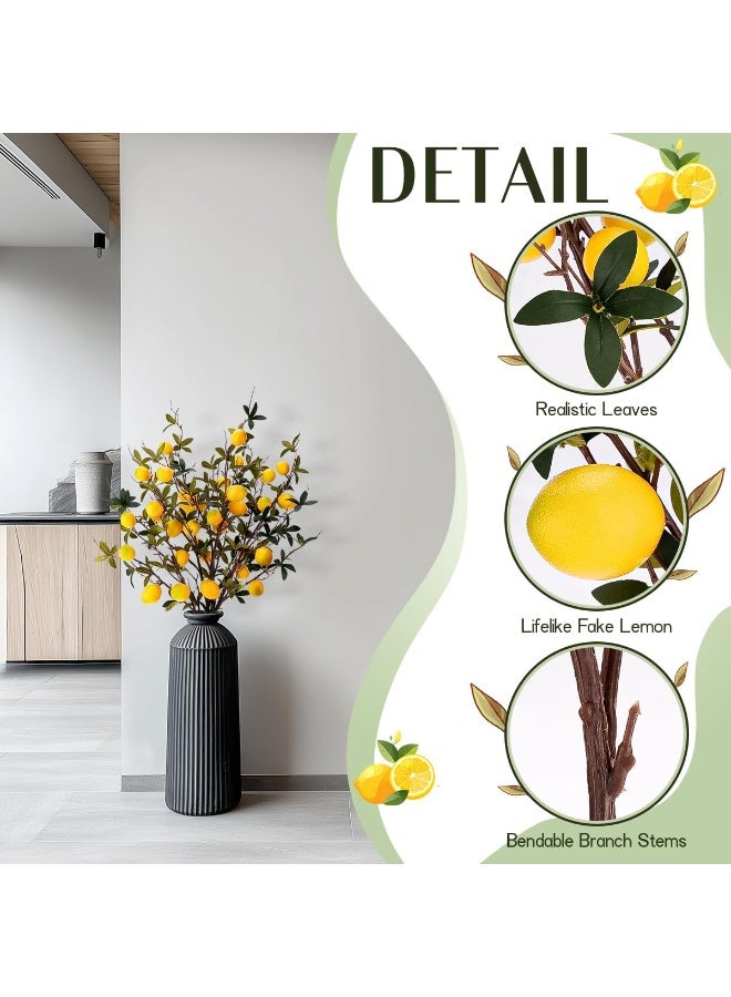LATIFA  Yellow Lemon Lifelike Decoration Artificial Fake Plastic Branch Realistic Fruit Bouquet Display House Cabinet Table Model 3pcs - Image 2