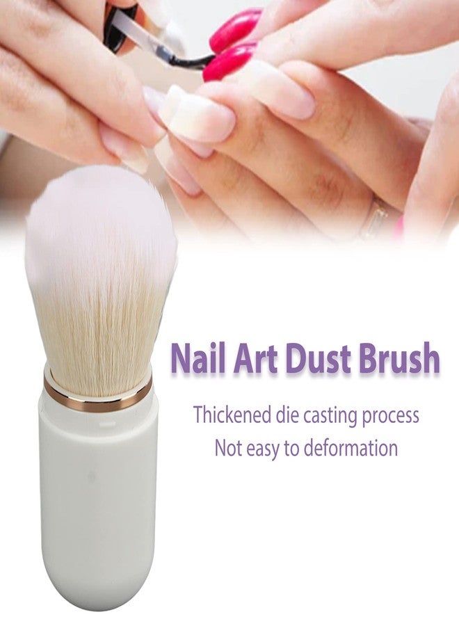 Filfeel Nail Dust Brush, Nail Art Dust Powder Remover Brush Rhinestone Handle Nail Art Dust Cleaner Brush Professional Nail Art Tool Manicure Duster Tools for Acrylic Gel Nails (White) - Image 2