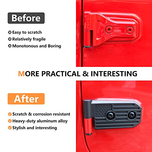 RERPRO JL Aluminum Door Hinge Kit Compatible with 20182025 Jeep Wrangler JL JLU Gladiator JT Unlimited Rubicon Sahara Sports Accessories Original Factory Hinges Sleeve Replacement 8Pcs Black - Image 3