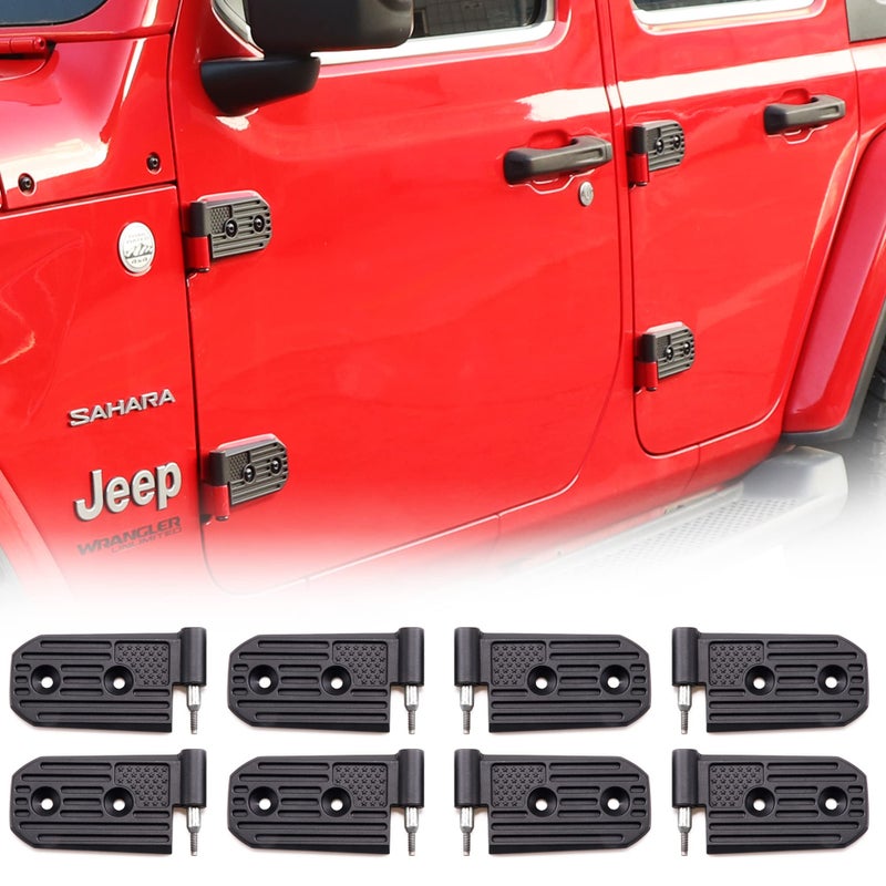 RERPRO JL Aluminum Door Hinge Kit Compatible with 20182025 Jeep Wrangler JL JLU Gladiator JT Unlimited Rubicon Sahara Sports Accessories Original Factory Hinges Sleeve Replacement 8Pcs Black - Image 2