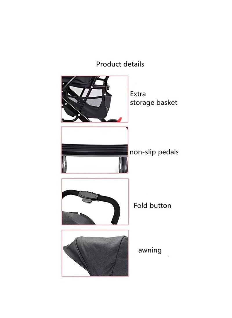 Generic - Baby Pram Stroller With Sunshade Canopy Light Weight Easy Fold And Smooth Wheels Portable Baby Stroller - Image 1