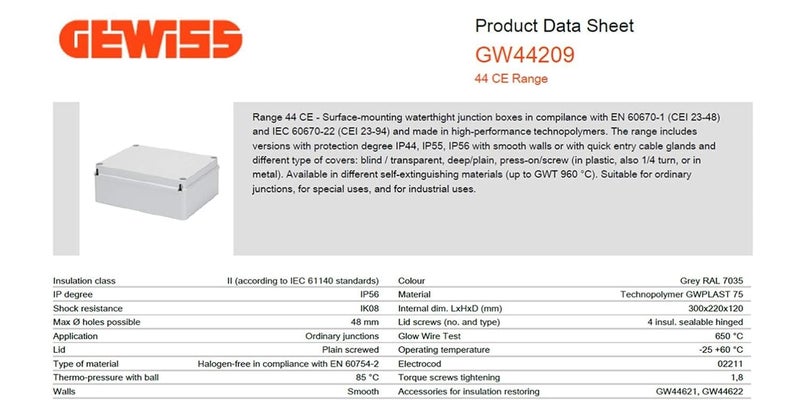Gewiss GW44209 Junction Box - IP56 Rated - Image 2
