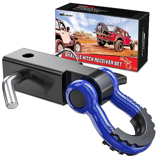 Nilight Shackle Hitch Receiver 2Inch 45000 LBs Breaking Strength 3/4" D Ring Trailer Pin Heavy Duty Solid Recovery Towing Kit for Trucks Jeeps Off-Road - Image 1