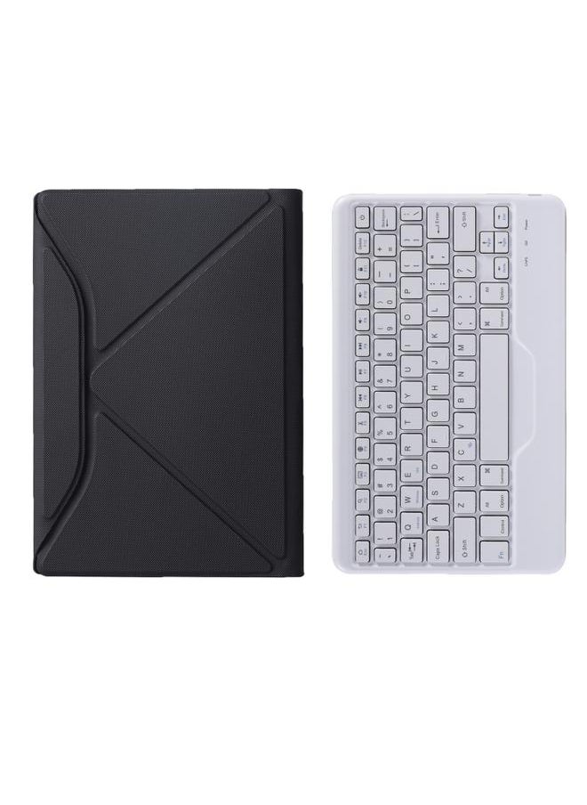 Green Tiger - B610 Diamond Texture Triangle Back Holder Splittable Bluetooth Keyboard Leather Tablet Case Samsung Galaxy Tab S6 Lite White Plus Black - Image 1