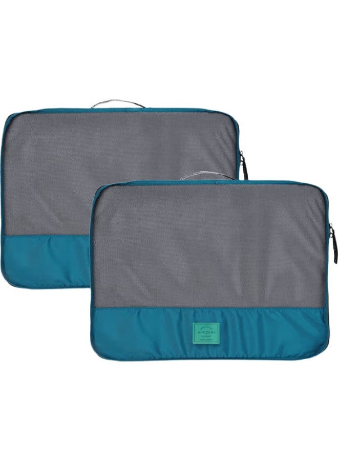 M Square Travel Storage Bag, Clothes Organizer, Portable Luggage Bag For Trips, Lake Blue, Xl*2 - Image 1