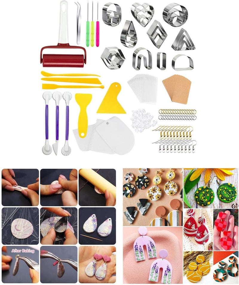 كلاراكو قواطع طين بوليمر من الفولاذ المقاوم للصدأ، قواطع أقراط طينية لصنع المجوهرات والقلائد - 140 قطعة - Image 4